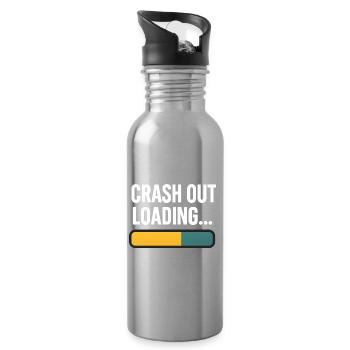 Crash Out Loading Bar, lustiger Spruch - Trinkflasche mit integriertem Trinkhalm - Lightsilver - Rechts