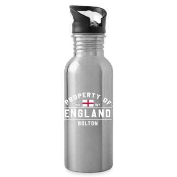 England Bolton Flagge T-Shirt - Trinkflasche mit integriertem Trinkhalm - Lightsilver - Rechts