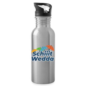 Colored Umbrellas Comic Style (Fucking Weather) - Water bottle with straw - silver - Right