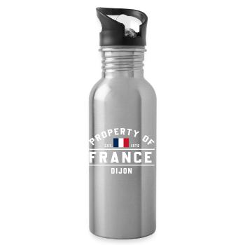 Französische Flagge Grafik Dijon Logo - Trinkflasche mit integriertem Trinkhalm - Lightsilver - Rechts