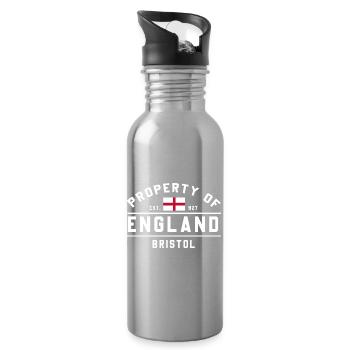 England Bristol Flag Graphic Design - Water bottle with straw - silver - Right