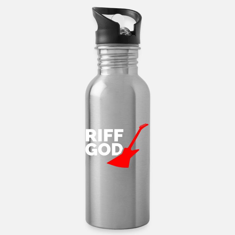 Riff God - Trinkflasche mit integriertem Trinkhalm - Lightsilver