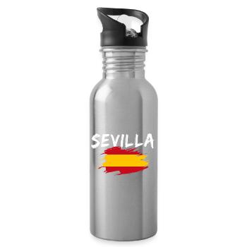 Sevilla Spanien Flagge - Trinkflasche mit integriertem Trinkhalm - Lightsilver - Rechts