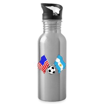 Football Argentine vs USA - Gourde avec paille intégrée - argent clair - Droite