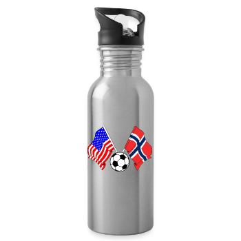 Football Norvège vs États-Unis - Gourde avec paille intégrée - argent clair - Droite