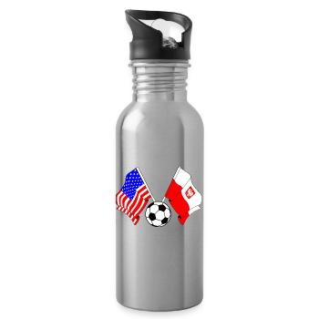Football Pologne vs États-Unis - Gourde avec paille intégrée - argent clair - Droite