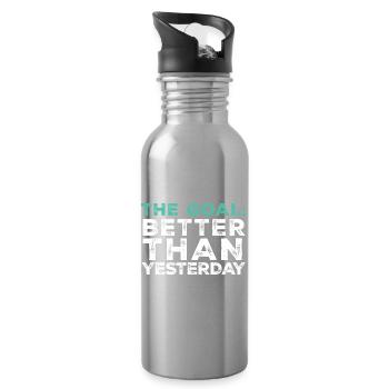 Das Ziel: Besser als gestern – Sportausrüstung - Trinkflasche mit integriertem Trinkhalm - Lightsilver - Rechts