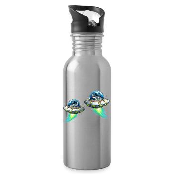 UFOs Astronauts Space Adventure - Water bottle with straw - silver - Right