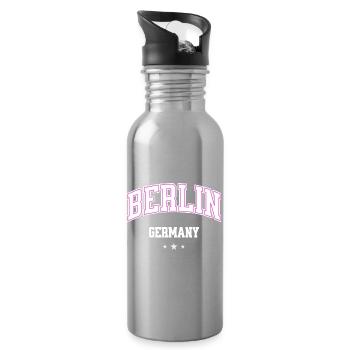 Berlin Pink Varsity Germany - Trinkflasche mit integriertem Trinkhalm - Lightsilver - Rechts