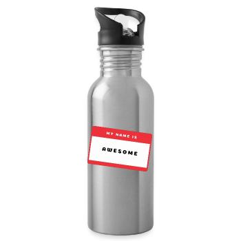 Awesome Namensschild - Trinkflasche mit integriertem Trinkhalm - Lightsilver - Rechts