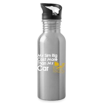 Sim Rig Cost More Than My Car - Water bottle with straw - silver - Right
