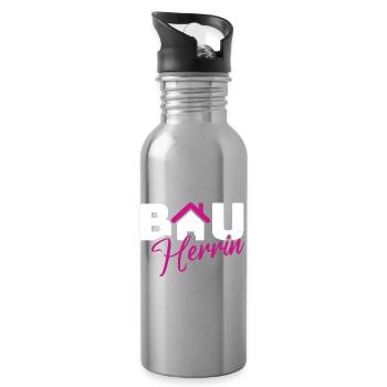 Bauherrin Stil Logo - Trinkflasche mit integriertem Trinkhalm - Lightsilver - Rechts