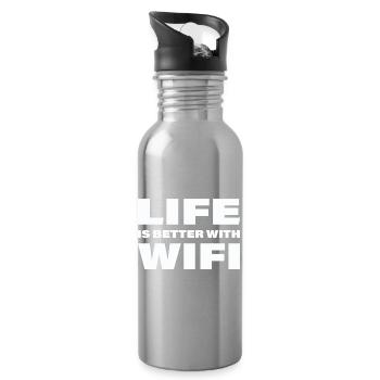LIFE IS BETTER WITH WIFI - Trinkflasche mit integriertem Trinkhalm - Lightsilver - Rechts