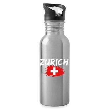 Zurich Switzerland - Water bottle with straw - silver - Right
