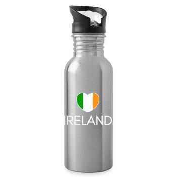 Cœur avec drapeau irlandais, j’aime l’Irlande - Gourde avec paille intégrée - argent clair - Droite