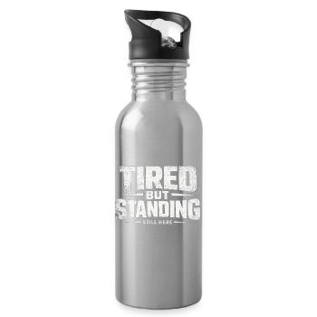 TIRED BUT STANDING – Streetwear - Trinkflasche mit integriertem Trinkhalm - Lightsilver - Rechts