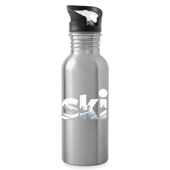 Ski Bergpanorama Typo Design - Trinkflasche mit integriertem Trinkhalm - Lightsilver - Rechts