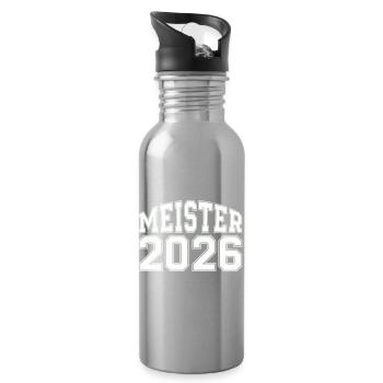 Meister 2026 Logo - Trinkflasche mit integriertem Trinkhalm - Lightsilver - Rechts