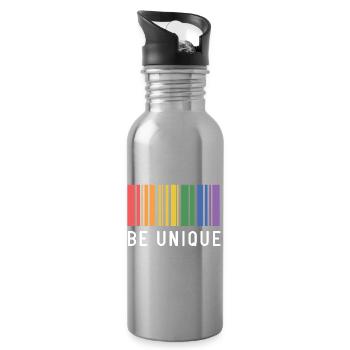 Mois de la Fierté LGBT - Soyez unique - Gourde avec paille intégrée - argent clair - Droite