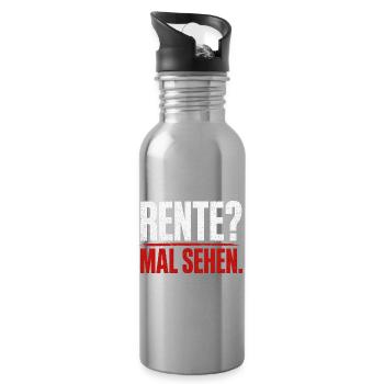 Rente? Mal Sehen – Kontrast-Typo - Trinkflasche mit integriertem Trinkhalm - Lightsilver - Rechts