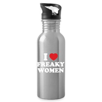 Ich Herz Freaky Frauen - Trinkflasche mit integriertem Trinkhalm - Lightsilver - Rechts