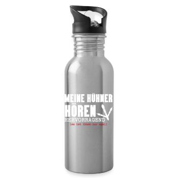 Hühnerflüsterer Huhn Hühnerhalter Hühner - Trinkflasche mit integriertem Trinkhalm - Lightsilver - Rechts