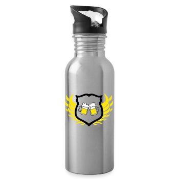 bier_wappen - Trinkflasche mit integriertem Trinkhalm - Lightsilver - Rechts