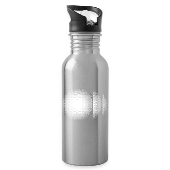 Halftone Ring Sunburst - Water bottle with straw - silver - Right