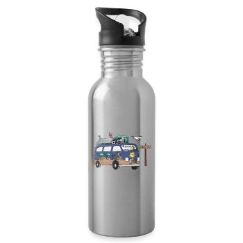 Croatia Camper Motif Vanlife Camping Holiday - Water bottle with straw - silver - Right