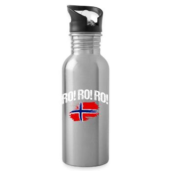 Norvège des fjords Norge Navire scandinave ro-viking - Gourde avec paille intégrée - argent clair - Droite