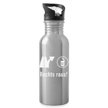 Rechts Raus! (Gegen Rechts / Politik / Ausfahrt) - Trinkflasche mit integriertem Trinkhalm - Lightsilver - Rechts
