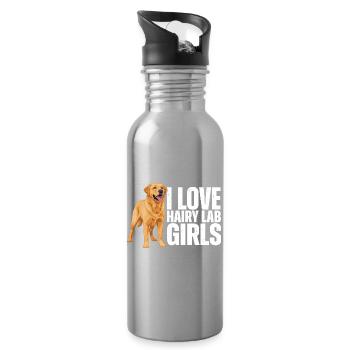 Ich liebe behaarte Labrador-Mädchen Labrador Retriever - Trinkflasche mit integriertem Trinkhalm - Lightsilver - Rechts