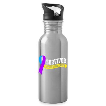 Blasenkrebs Krebs Blase - Trinkflasche mit integriertem Trinkhalm - Lightsilver - Rechts