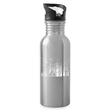 Forest Path Silhouette: Bicycle - Water bottle with straw - silver - Right