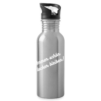 HN Toujours Rire Eh bien Rester Design d’autocollants - Gourde avec paille intégrée - argent clair - Droite