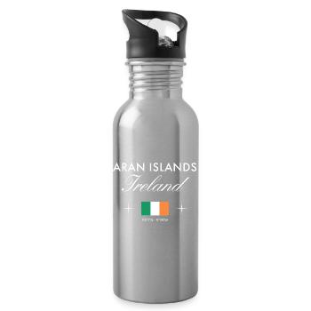 Aran Islands Ireland Coordinates Travel Souvenir - Water bottle with straw - silver - Right