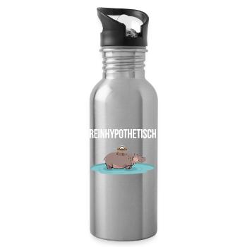 Reinhypothetisch Nilpferd Kaffee Wortwitz Humor - Trinkflasche mit integriertem Trinkhalm - Lightsilver - Rechts