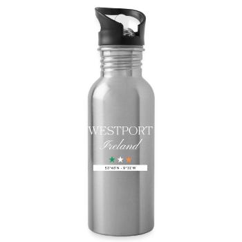 Westport Irland Souvenir – Reise minimalistisch - Trinkflasche mit integriertem Trinkhalm - Lightsilver - Rechts