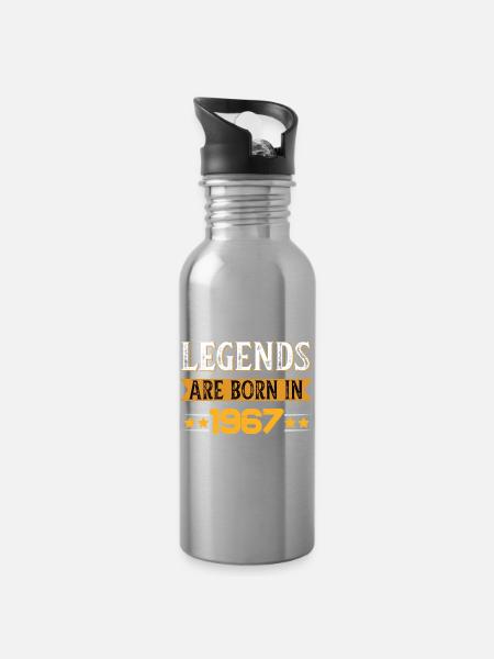 Birthday born in 1967 - Trinkflasche mit integriertem Trinkhalm - Lightsilver