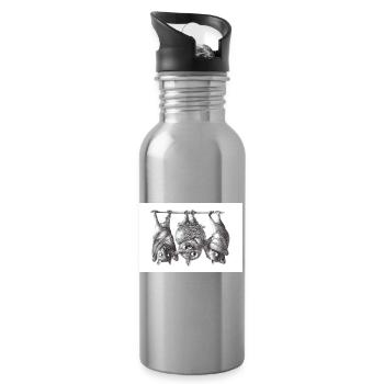 Vampire owl and bats - Water bottle with straw - silver - Right