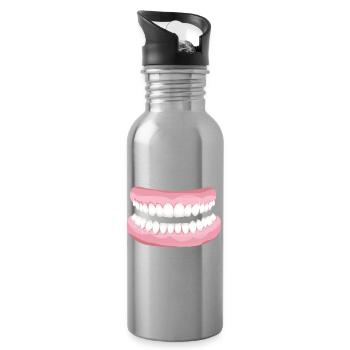 dents brillantes avec des dents propres et étincelantes - Gourde avec paille intégrée - argent clair - Droite