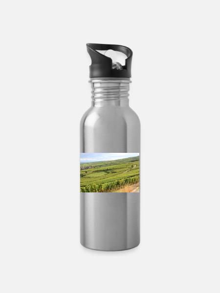 Weinfelder Weinberge Elsass Frankreich Poster - Trinkflasche mit integriertem Trinkhalm - Lightsilver