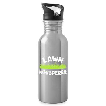 Lawn Mower Garden Gardener - Water bottle with straw - silver - Right