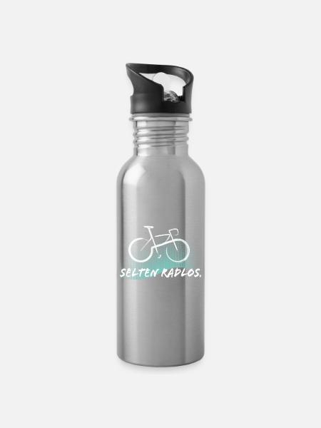 Selten Radlos - Fahrrad - Trinkflasche mit integriertem Trinkhalm - Lightsilver