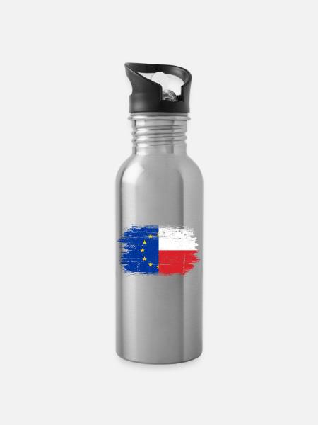 Fusion der EU-Frankreich-Flagge - Trinkflasche mit integriertem Trinkhalm - Lightsilver