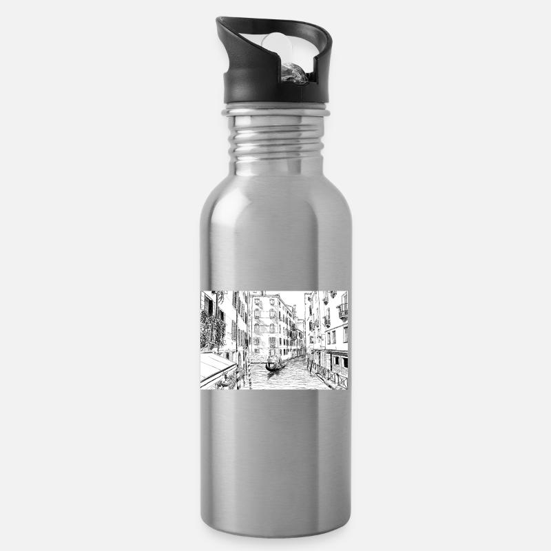 Venedig - Trinkflasche mit integriertem Trinkhalm - Lightsilver
