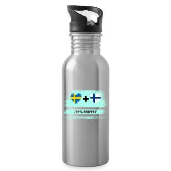 Finland and Sweden 100% perfect / gift - Water bottle with straw - silver - Right