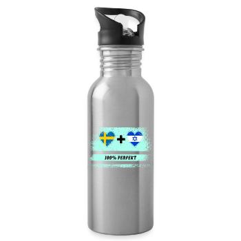 Israël et Suède 100% parfait / cadeau - Gourde avec paille intégrée - argent clair - Droite