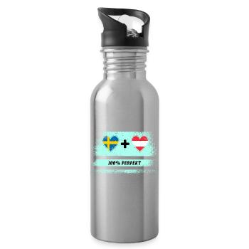 Autriche & Suède 100% parfait / cadeau - Gourde avec paille intégrée - argent clair - Droite