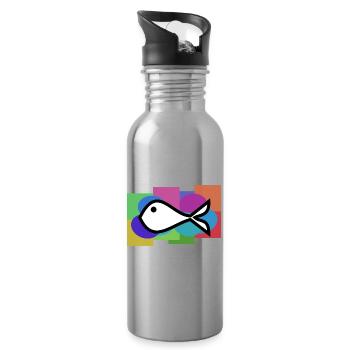 SARDINE. FISH. APRIL FOOL. EASTER. SEA - Water bottle with straw - silver - Right